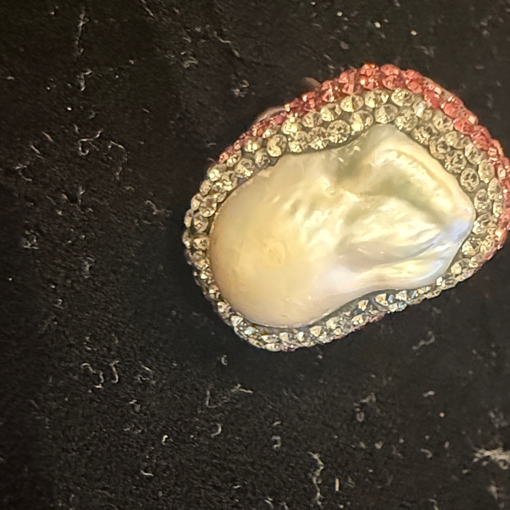 Elegant unique Pearl and Crystal Ring